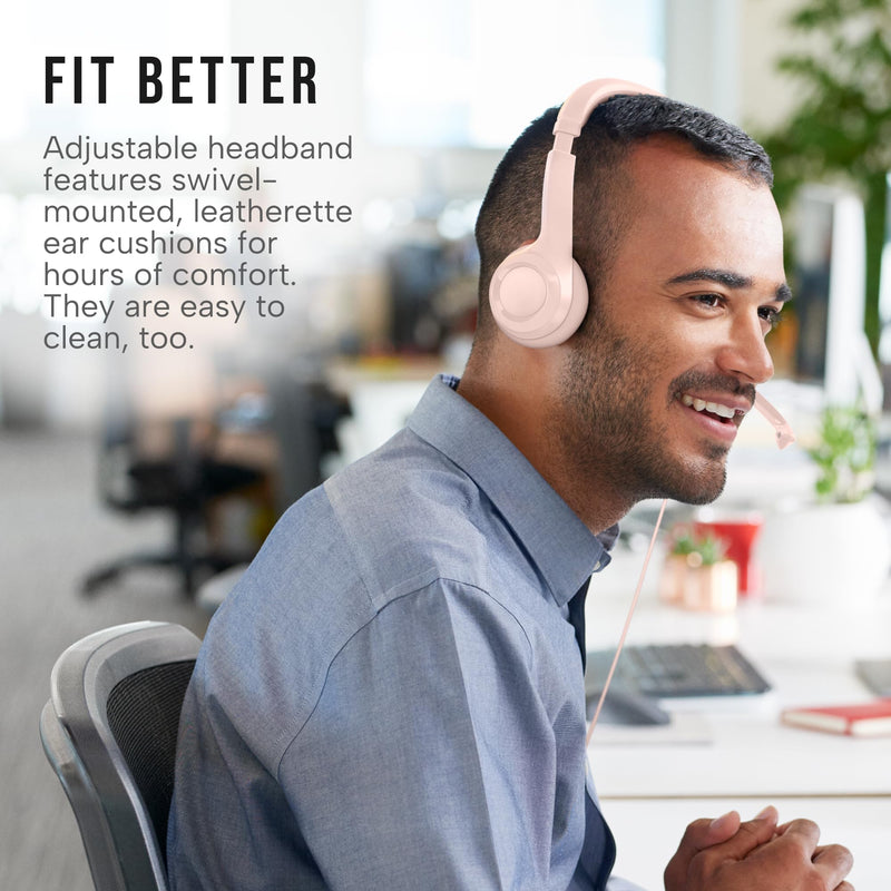 [AUSTRALIA] - Logitech H390 Wired Headset for PC/Laptop, Stereo Headphones with Noise Cancelling Microphone, USB-A, in-Line Controls, Works with Chromebook - Rose 1 Pack 