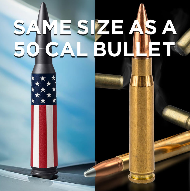 [AUSTRALIA] - EcoAuto Bullet Antenna Replacement for Dodge Ram & Ford F150 F250 F350 Super Duty Ford Raptor Bronco Trucks - Anti-Theft Design - Radio Antenna for Truck 1990 - Current (American Flag) American Flag 