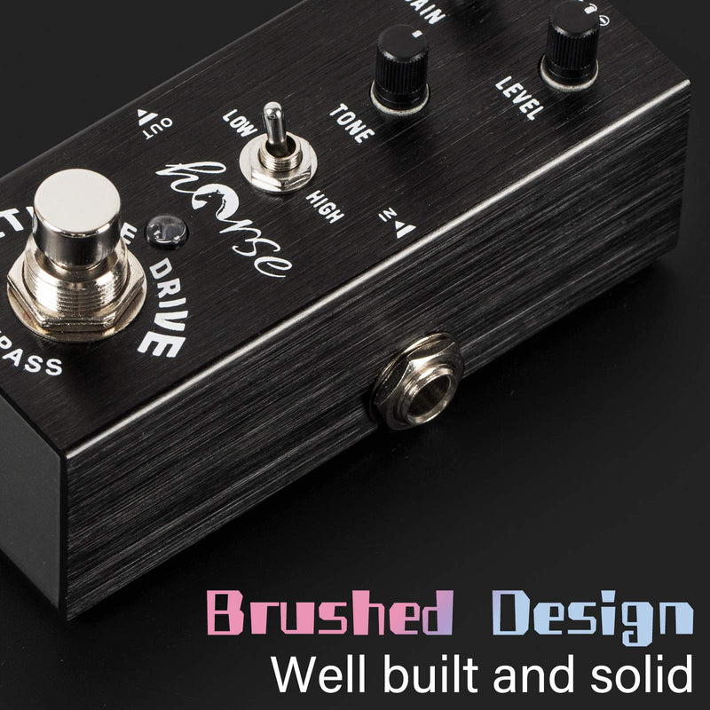 Guitar Pedal, Horse Electric Ultimate Overdrive Guitar Effects Pedals Mini Single Type DC 9V True Bypass (Black)