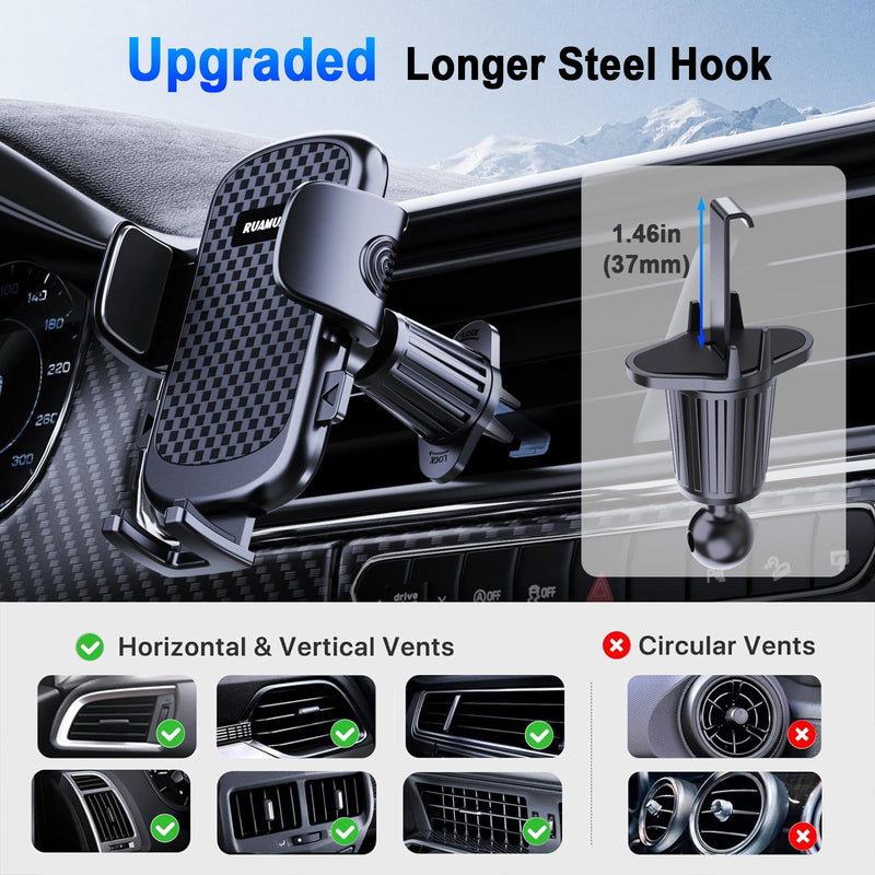 [2026 NEW] Car Phone Holder [Upgraded Strongest Suction & Clip] Cell Phone Mount for Dashboard Windshield Vent,Mobile Stand Base Truck Cradle for iPhone 17 Pro Max 16 15 14 13 12 X Samsung S25 Android