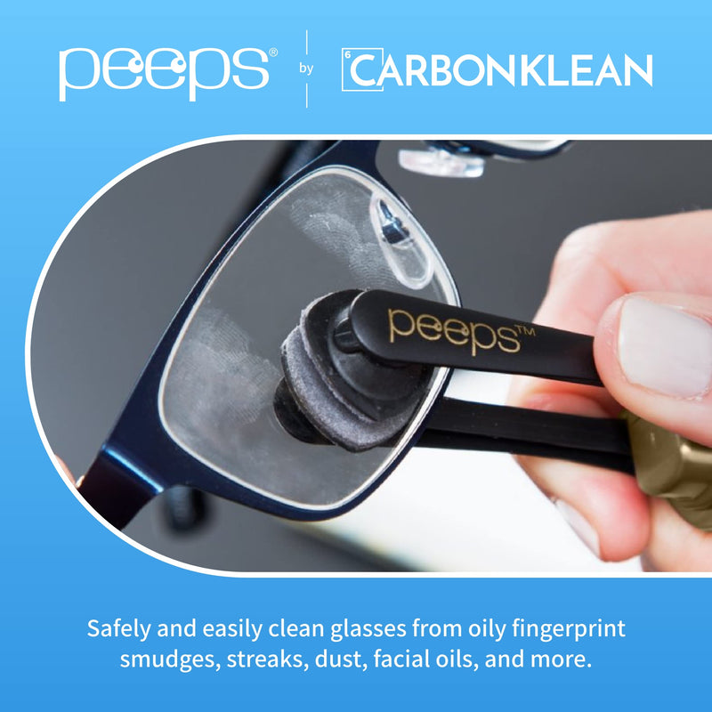 Peeps Carbon Klean Eyeglass Lens Cleaner - Efficient and Durable Carbon Microfiber Technology - Exclusively Used by NASA - 500 Uses (Black Soft Touch) 1 Count (Pack of 1) Black Soft Touch