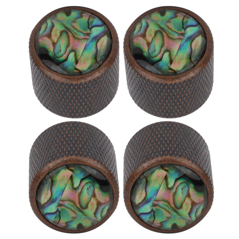 Electric Bass Knob, 4 Pcs Metal Electric Bass Knob Dome Metal High-End Shell Inlaid Tone Volume Control Guitar Parts(Color Shell Bronze)