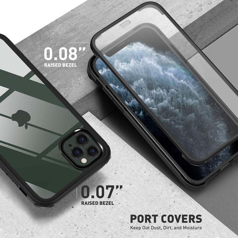 UBUNU Case for iPhone 12 Pro Max [6.7 inch], New Upgraded Dual Layer Full Body Protective Clear Phone Case with Built-in Screen Protector, Black