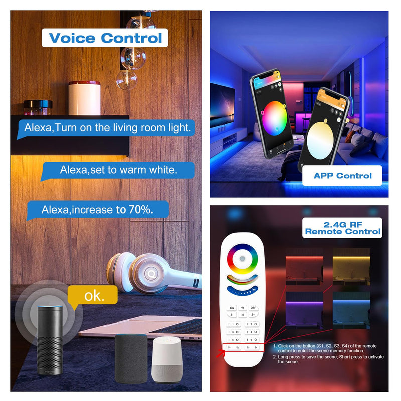GLEDOPTO ZigBee3.0 Pro+ 5 in 1 LED Controller 20A Max RGBCCT/RGBW/RGB/CCT/Dimmer Compatible with Alexa Homey Tuya Smart Life APP Control for RGBCCT RGB WWCW LED Strip Light (Hub Required)