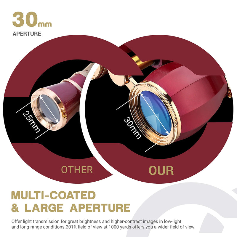[AUSTRALIA] - ESSLNB Opera Glasses Binoculars for Women Adults 4X30mm Theater Glasses Compact Binoculars for Theater and Concerts Antique Binoculars with Case Removable Chain 