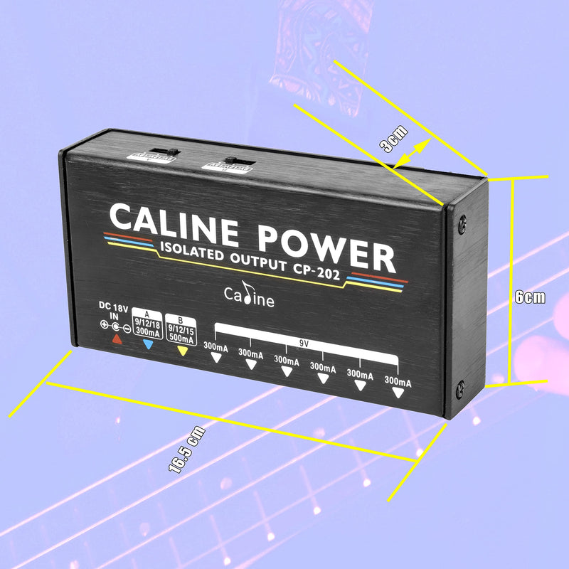 Caline Guitar Pedal Power Supply, True Isolated Pedal Board Power Supply with 8 Totally Isolated DC Outputs(300mA/500mA), Switchable 9V/12V/15V/18V Power Outputs for Guitar Pedals