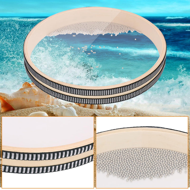 2 PCS Wave Bead Ocean Drum, 10 Inch Percussion Wave Drum, Authentic Sea Sound Drum, Shell Ocean Sound Drum for Sound Healing, Home Supplies