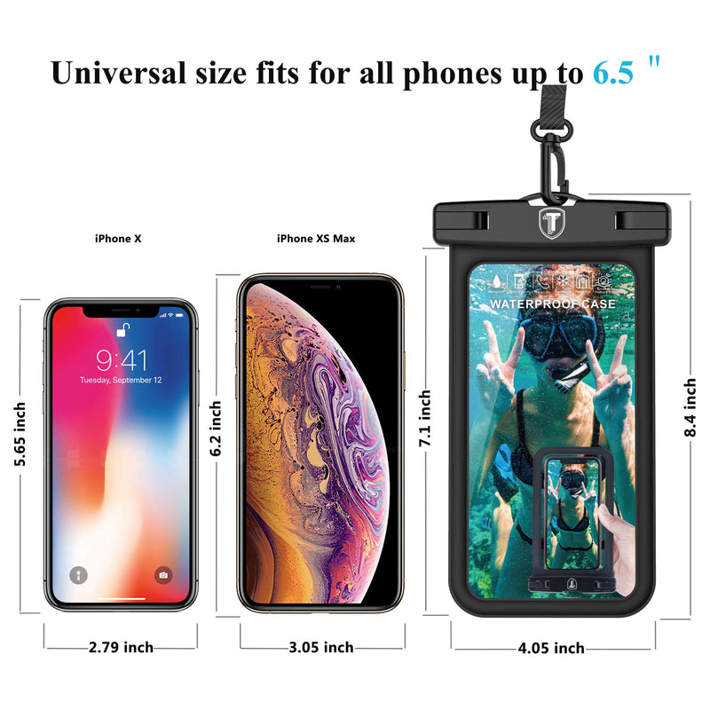Njjex Waterproof Phone Pouch Floating Case Cell phone Dry Bag For Samsung Galaxy S24 Ultra S23 S22 S21+ S20 S10 S9 Note 20 A13 A03s A02s A12 A32 A14 A15 A23 A71 iPhone 15 Pro Max 14 13 12 11 Xr X 8+ 7 Black