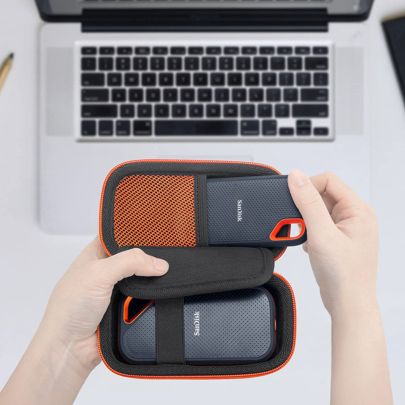 Yinke Hard Case for SanDisk Extreme Pro/SanDisk Extreme Portable External SSD 500GB 1TB 2TB, Travel Case Protective Cover Storage Bag Orange