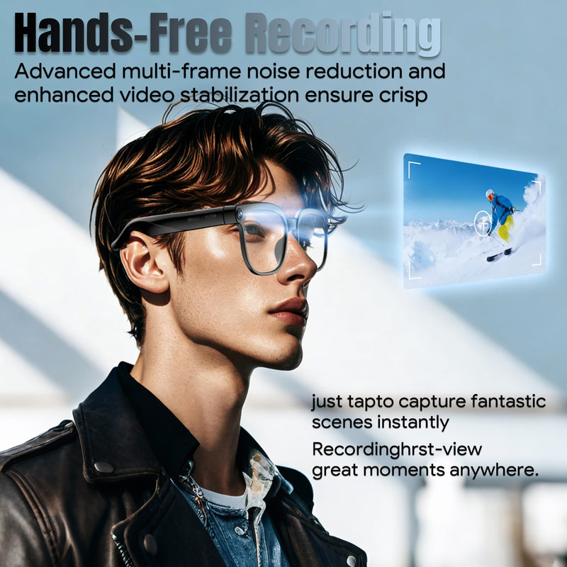 AI Smart Glasses with Camera, 1080P Video Recording & 8MP Photos, Open-Ear Audio, Real-Time Translation, Voice Assistant, Bluetooth 5.4 for Travel, Work & Vlogging (Sunglasses) Sunglasses