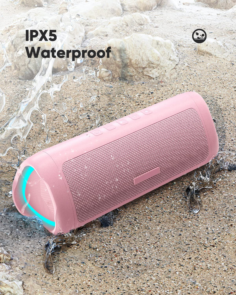 IPX5 Waterproof Bluetooth Speaker with HD Sound, 24H Playtime - For Home, Outdoor, Beach 1pcs-Pink