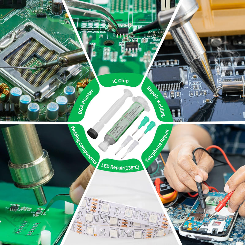 Gruiqrd Syringe Soldering Paste Flux Sn42 Bi58, Lead-Free Soldering Paste, Soldering Flux Tin Paste, Low Temperature Solder Paste 138 Degrees, for BGA LED SMD SMT Solder (1.41 oz/40 g)
