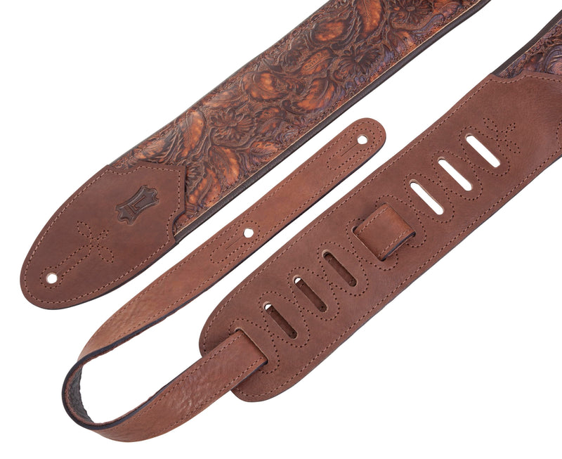 Levy's Leathers Sundance Series 3" Wide Embossed Leather Guitar Strap – Premium Geranium Whiskey Western Pattern, Wide & Comfortable Support (M4WP-006) Geramium Whiskey