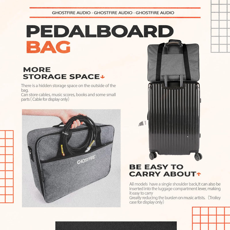 Ghost Fire Guitar Pedal Board Bag Effect Pedalboard Bag Accessory Storage Bag Carry Case 23.6x13.4x4.7in 23.6"x13.4"