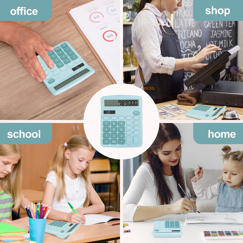[AUSTRALIA] - Desktop Calculator, Light Blue Calculator Big Buttons, 12-Digits Large LCD Display, Solar and AA Battery Dual Power, Desk Calculator for Office Home School Business Class (Light Blue) Light Blue1 
