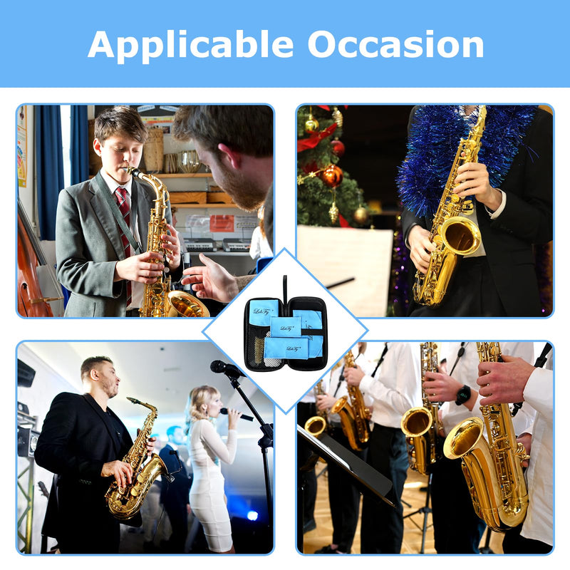 [AUSTRALIA] - Alto/Tenor/Soprano Saxophone Cleaning Swab Kit,Clarinet Flute Trumpet Cleaning Kit with Case for Wind & Woodwind Instruments, Combo Including Sax Cleaning Microfiber Cloth,Mouthpiece Brush,Gloves 