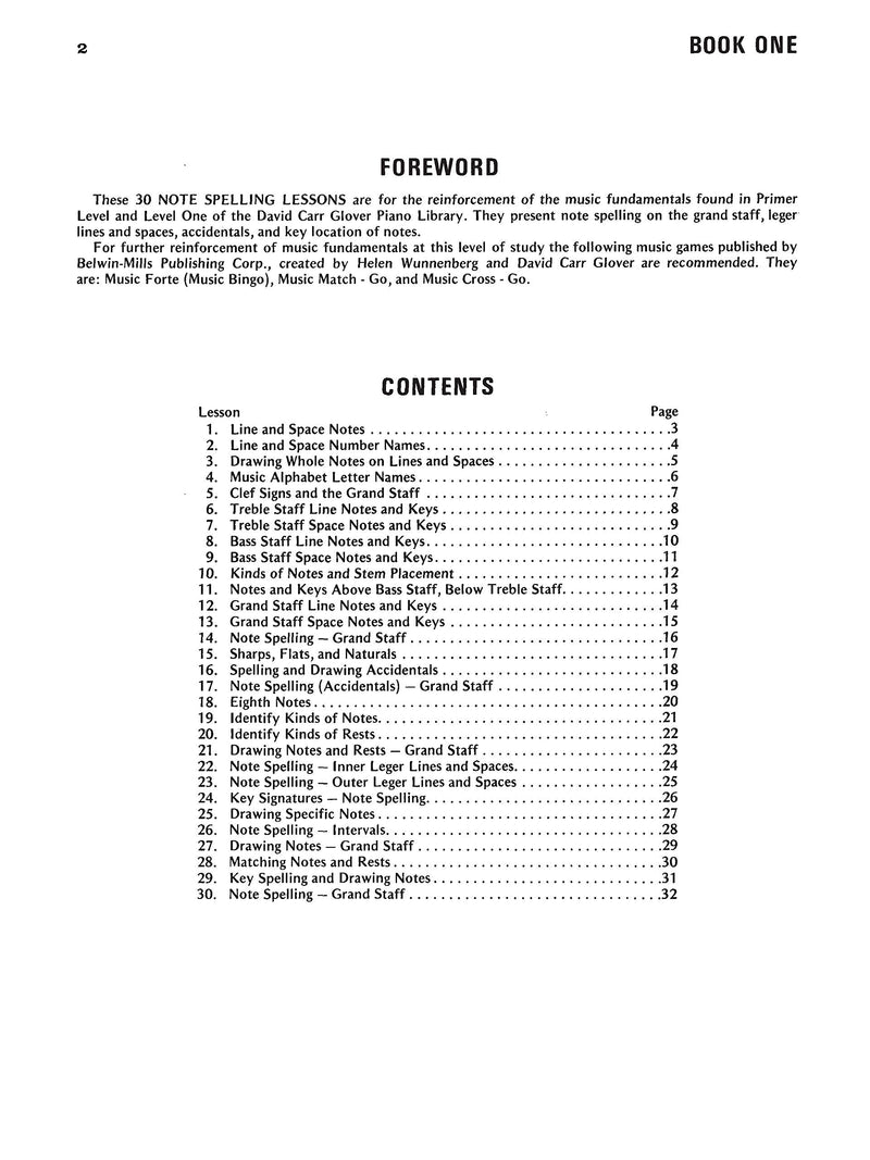 30 Notespelling Lessons: Level 1 (David Carr Glover Piano Library)