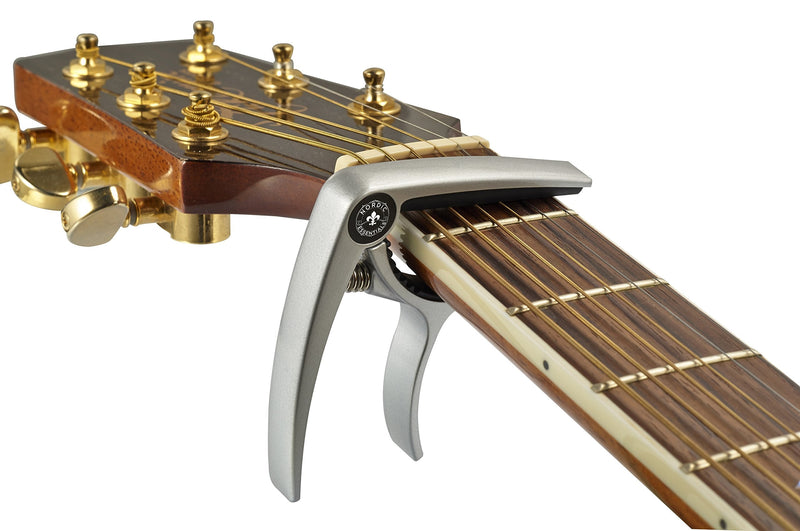 Guitar Capo Deluxe for Acoustic Guitars, Ukulele, Banjo, Mandolin, Bass - Made of Premium Quality Zinc Alloy for 6 & 12 String Instruments - Luxury Accessories by Nordic Essentials Classy Matte Silver