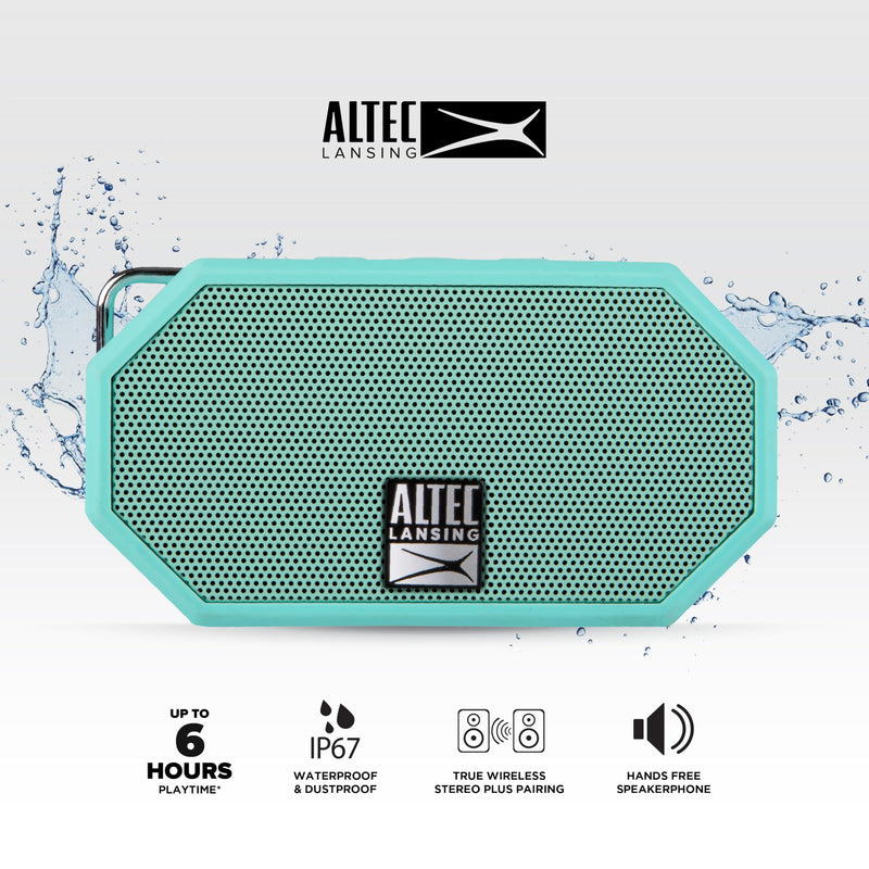 [AUSTRALIA] - Altec Lansing Mini H2O - Waterproof Bluetooth Speaker, IP67 Certified & Floats in Water, Compact & Portable Speaker for Hiking, Camping, Pool, and Beach Mint 
