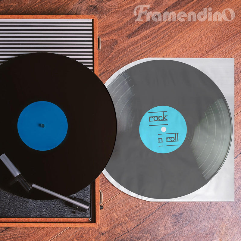 Framendino, 50 Pack 10 Inch Vinyl Record Inner Sleeves Round Bottom Protective Sleeves for Vinyl Records