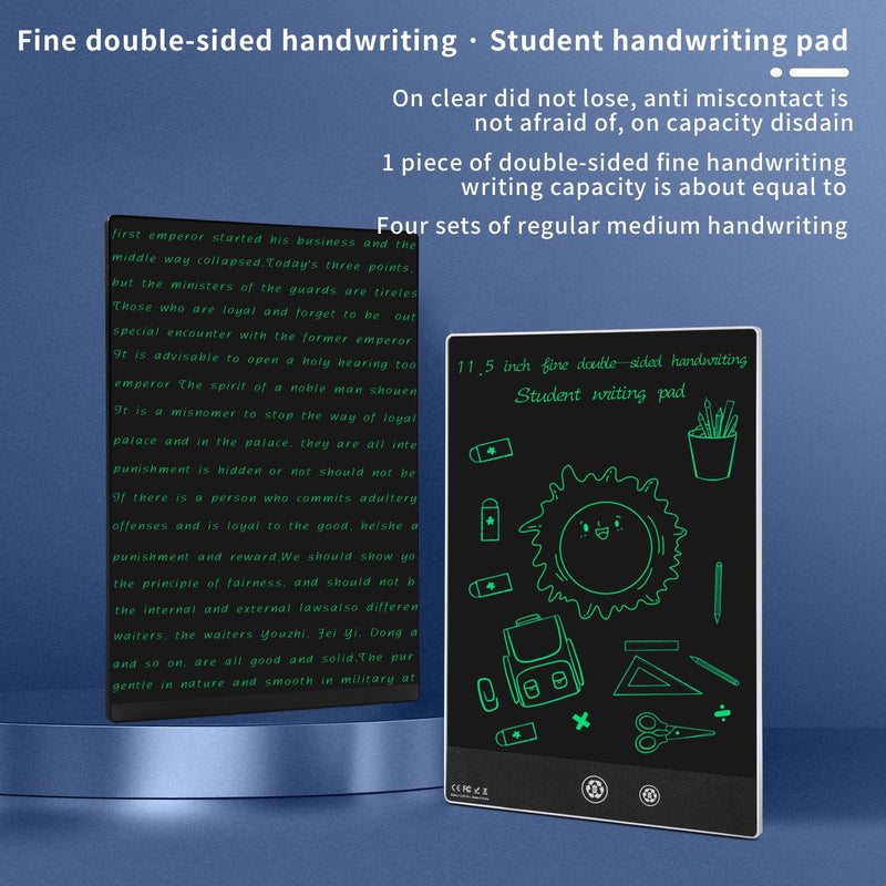 LCD Writing Tablet 2 Sides Screen Erasable Reusable 11.5inch and 10.5inch Electronic Drawing Pads Portable Scratchpad for Kids Adults Home Office (Black) 11.5&10.5in Black
