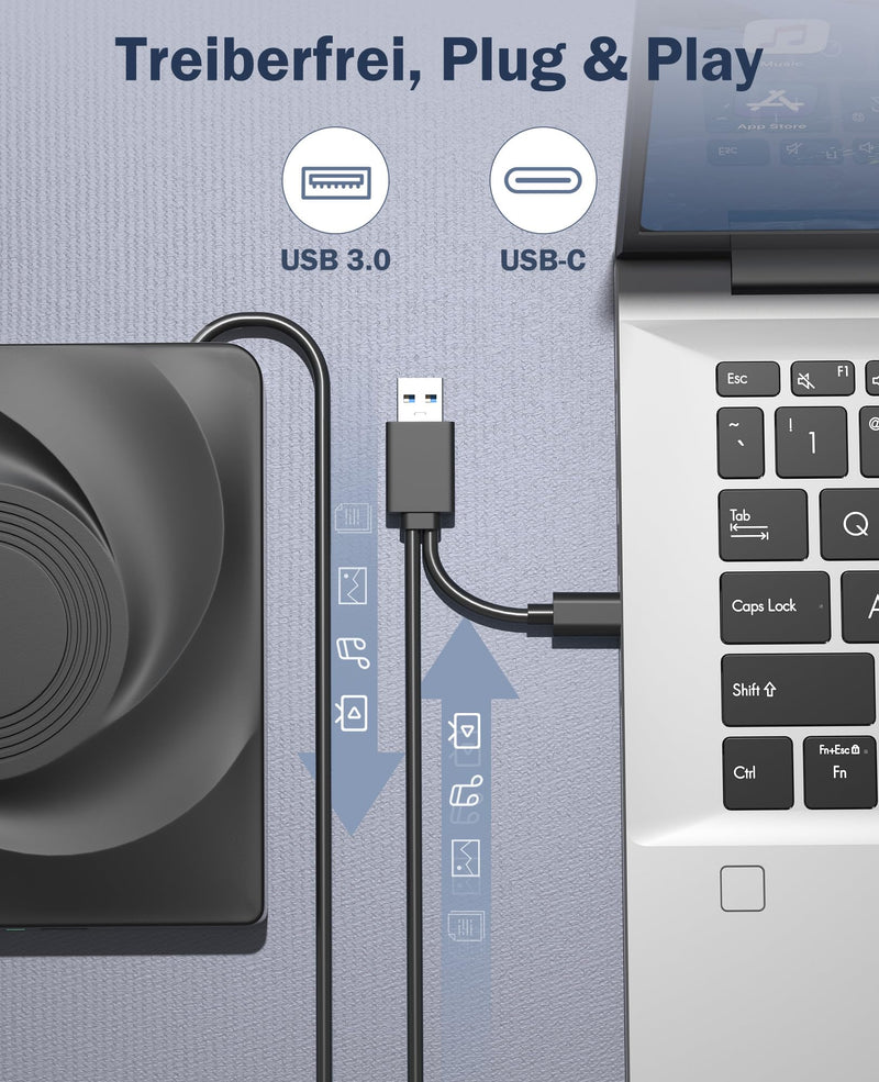 Wbacon External CD/DVD Drive for Laptop External DVD Drive, DVD Player Portable CD Reader for Laptop, CD Burner Compatible with PC Windows 11/10//7 Linux Mac OS Black