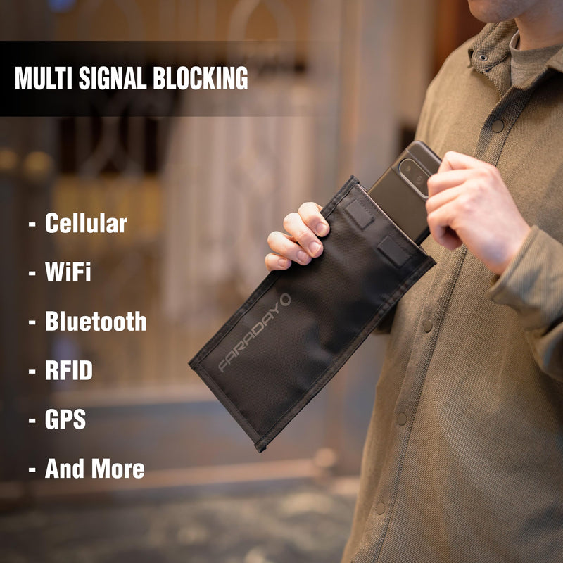 Faraday Defense Faraday Bag Jacket Pro for Phones | Magnetic Closure, Shielding - Law Enforcement & Military, Travel & Data Security, Privacy, Anti-Tracking Anti-Hacking Black (Phone Vertical) Phone Vertical