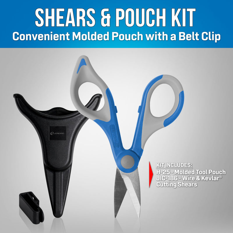 Jonard Tools TK-325 Kevlar Cutting Shears & Molded Pouch with Belt Clip (Color May Vary)