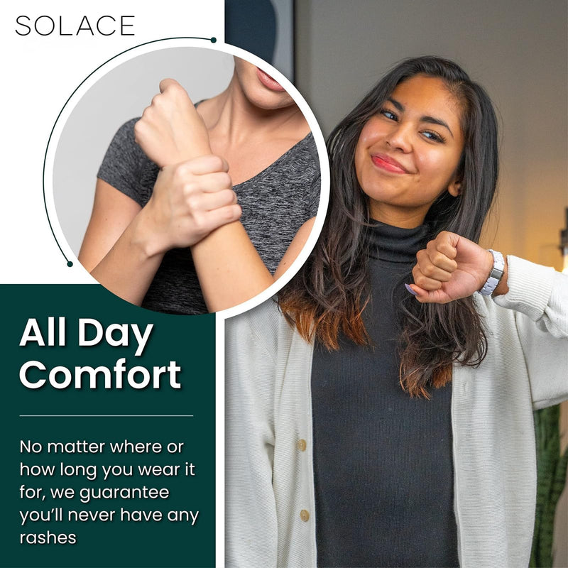 Solace Bands Slim Matte Resin Watch Band - Universal Fit for Apple Watch Bands for Women and Men, iWatch Bands for 38mm 40mm 41mm 42mm 44mm 45mm 49mm Ultra, SE and Series 11 10 9 8 7 6 5 4 3 2 1 Powderflower/Rose gold metal 38/40/41/42/44/45 mm
