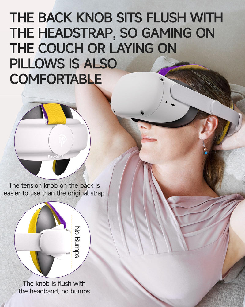 EasySMX Q20 Headset Strap for Quest 2 - Accessories for Quest 2 - Lite Design for Improved Comfort Support, Heat Dissipating Materials, Rebust Side Straps, Easy to Install - Power Bank Strap Included