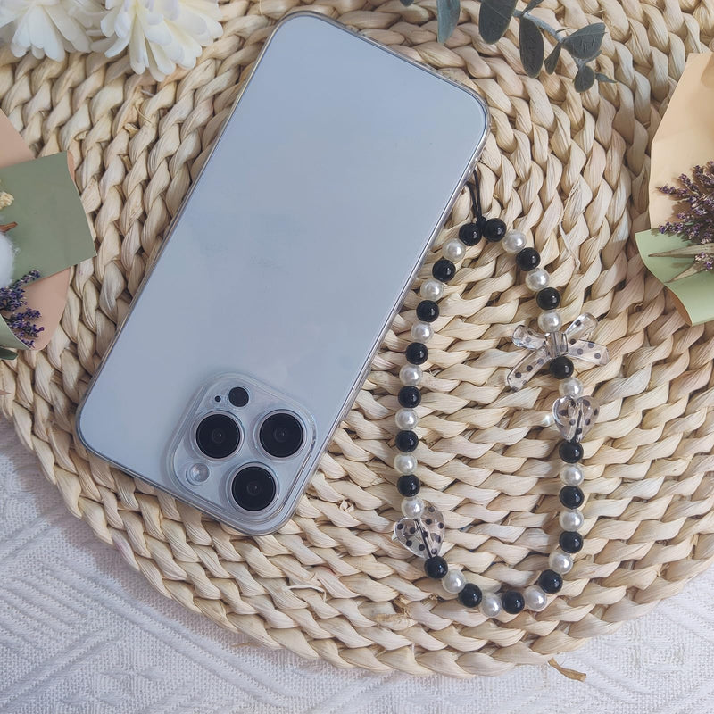 4 Pieces Cute Phone Charms Beaded Phone Strap Aesthetic Y2K Cell Phone Keychain Cute Bear Butterfly Heart Cool Phone Charm for Phone Bag Keychain Airpods Camera Pendants Decor Black Style
