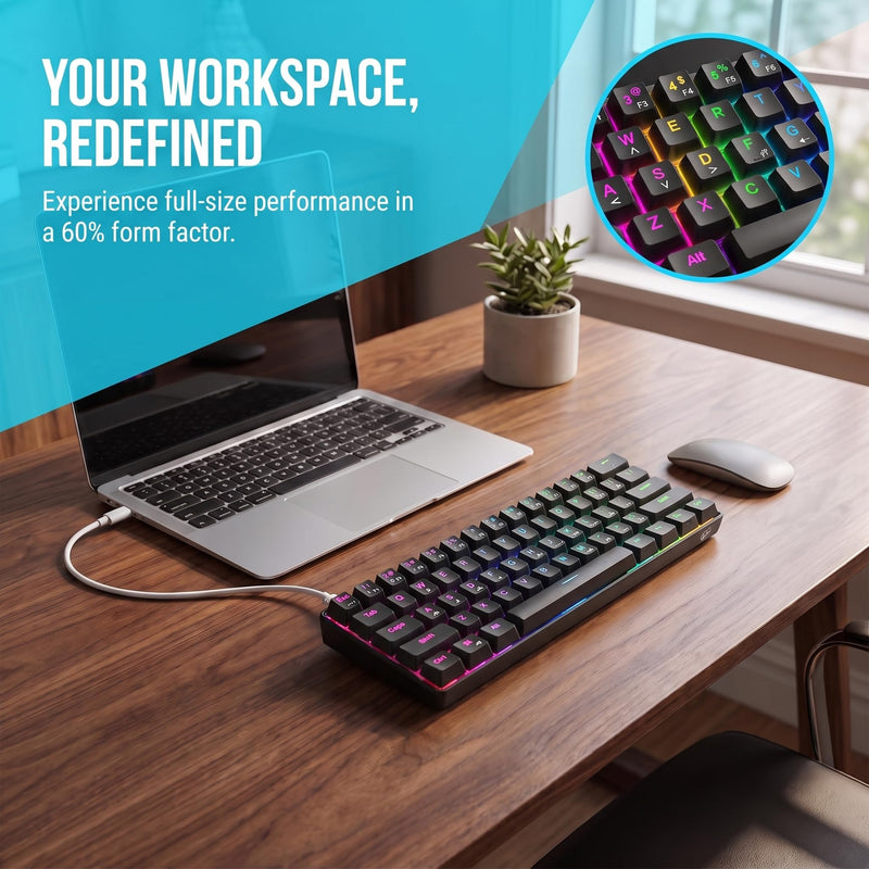 Wired Computer Keyboard, Full Size Ergonomic Keyboard, Works with Windows, Plug and Play, Line Length1.5M, Easy to Use with Media Control, Desktop Input for Home Office, Study Work (Black) Black