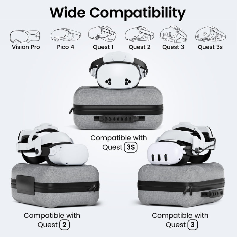 Hard Carrying Case for Meta Quest 3/3S/2/Vision Pro/Elite Strap, Large Travel and Home Storage Case for VR Headset and Controller Accessories