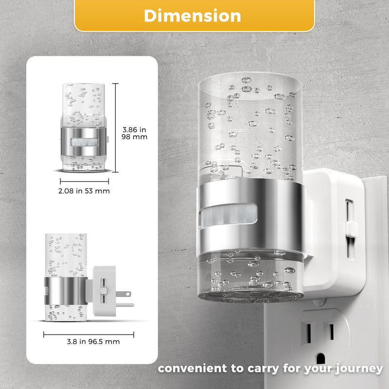 [AUSTRALIA] - L LOHAS LED Motion Sensor Night Light,Dimmable Night Lights Plug into Wall, 2 Pack 3000K Night-Lights with 0-100 LM Adjustable, Acrylic Bubble Plug in Nightlight for Bathroom Hallway Nursery Sliver-motion sensor 