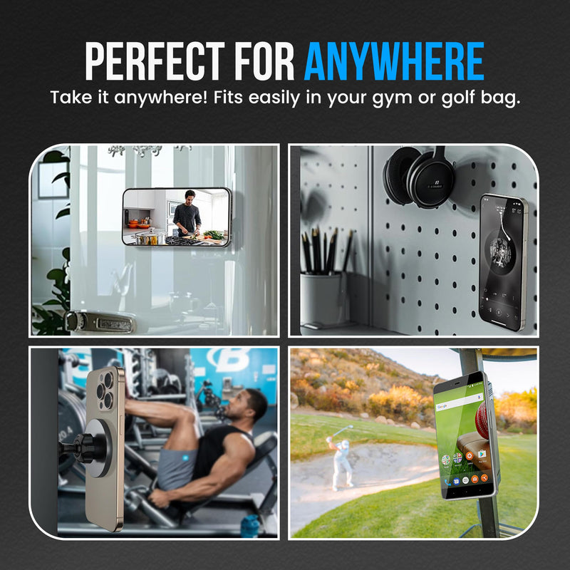 Magnetic Phone Holder for Gym with Dual-Sided N52 Super Magnets, Strong Magnetic Phone Mount for All Phones, Attaches to Metal Surfaces, Portable Gym Accessories for Men & Women, Secure Grip Magnet mount