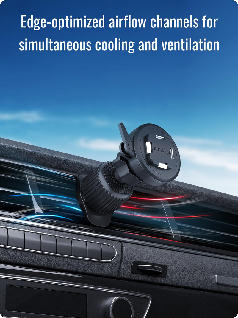 Car Air Vent Phone Holder - Series Q [ Quad ] - with Metal Hook Clip , Automobile Cradle Cell Phone Stand Quick Release Mount , 360° Adjustable ,Compatible with iPhone Android and All Smartphones Air Vent Mount - Series Q