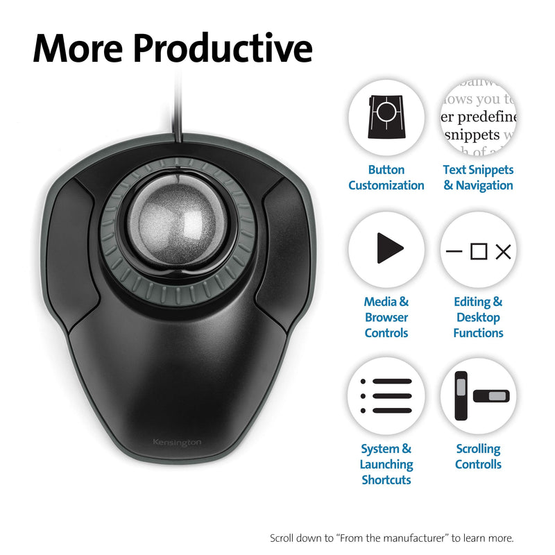 Kensington Orbit Trackball Mouse with Scroll Ring (K75327WW) Black-Grey wired usb