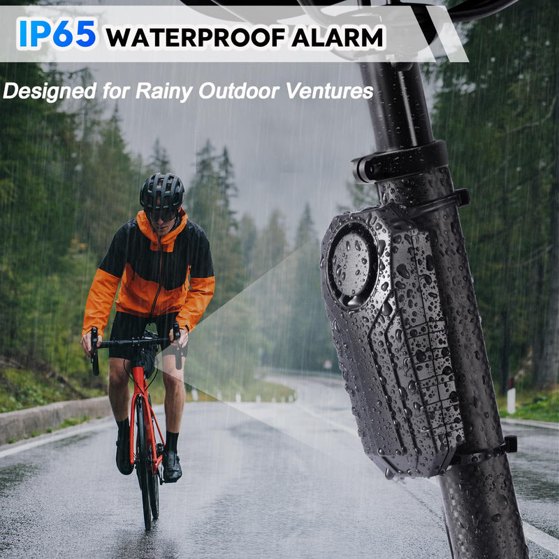 Bike Alarm, 120dB Loud Waterproof Wireless E-Bike Motorcycle Alarm with Remote, Anti-Theft Vibration Motion Sensor Multipurpose Security Alarm System, Ebike Accessories Black