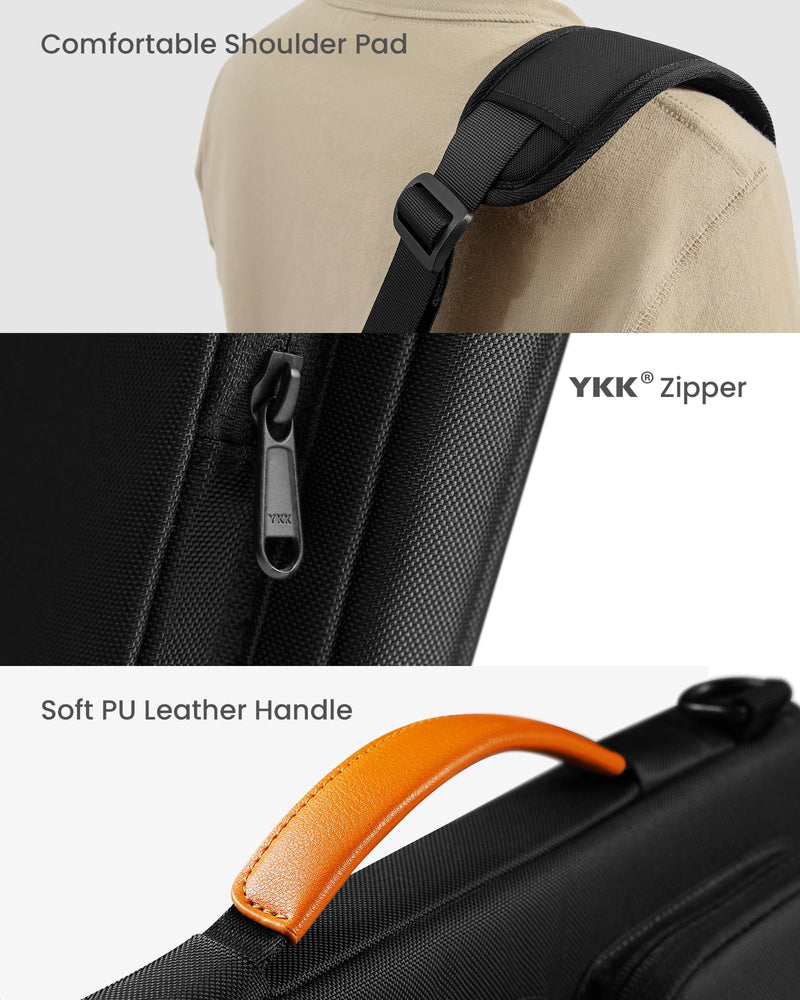 tomtoc 360 Protective Laptop Shoulder Bag for 16-inch MacBook Pro M3/M2/M1 Pro/Max A2991 A2485 2023-2019, Water-resistant Sleeve for Dell XPS 15 Surface Book 3 The New Razer Blade 16 16-inch for New MacBook Pro Black