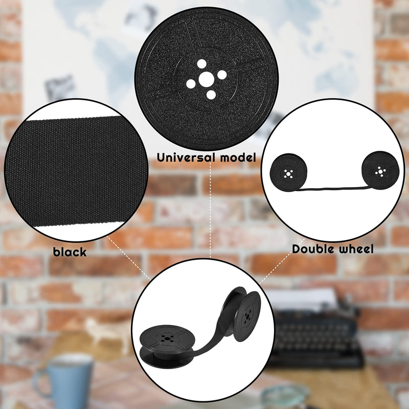 4 Pairs Universal Typewriter Ribbon Twin Spool Typewriter Ribbon Twin Spool Replacement Pack for Most Typewriter (Black) Black