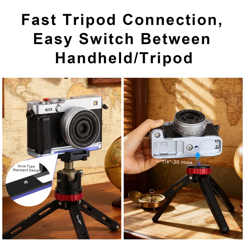 [AUSTRALIA] - Haoge Handle HandGrip for Fujifilm X-E5 Camera Body L-Shape Grip Bracket HG-FUXE5N-S Silver with Arca-Swiss Standard Plate Silver-Plate 