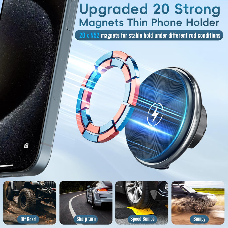 Kaishengyuan Car Vent Wireless Charger Phone Mount for 2021-2026 Ford F-150 | 2023-2026 Super Duty F250/F350/F450 | 15W Fast Charge| | 20 Metal Magnets| Non-BlockVent| 1-Min Install| Magsafe Smartphones Charging-Magnetic
