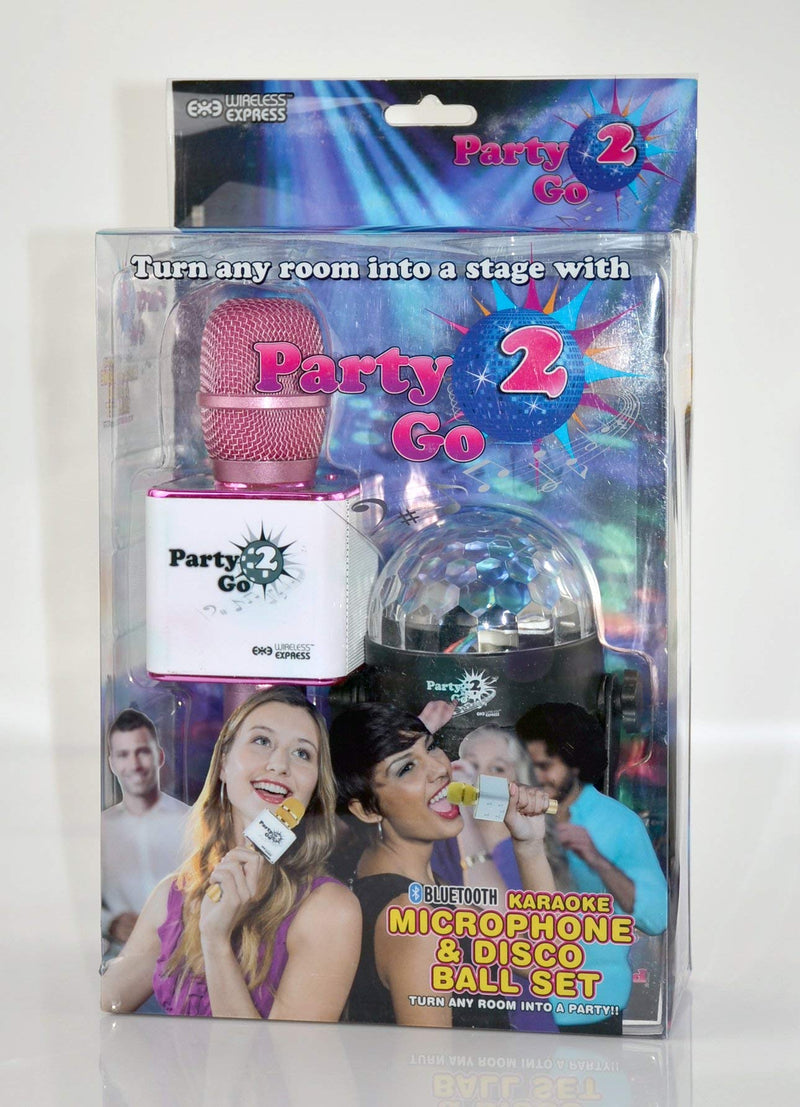 Party2Go Bluetooth Karaoke Microphone and Disco Ball Set (Pink)
