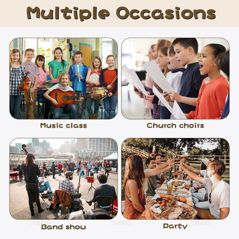 AUEAR, 3 Pack Wooden Tambourines Double Rows Metal Jingle Tambourine 8 Inch Handheld for Party Church KTV Musical Educational 8" (3 Pack) Double Row Jingles