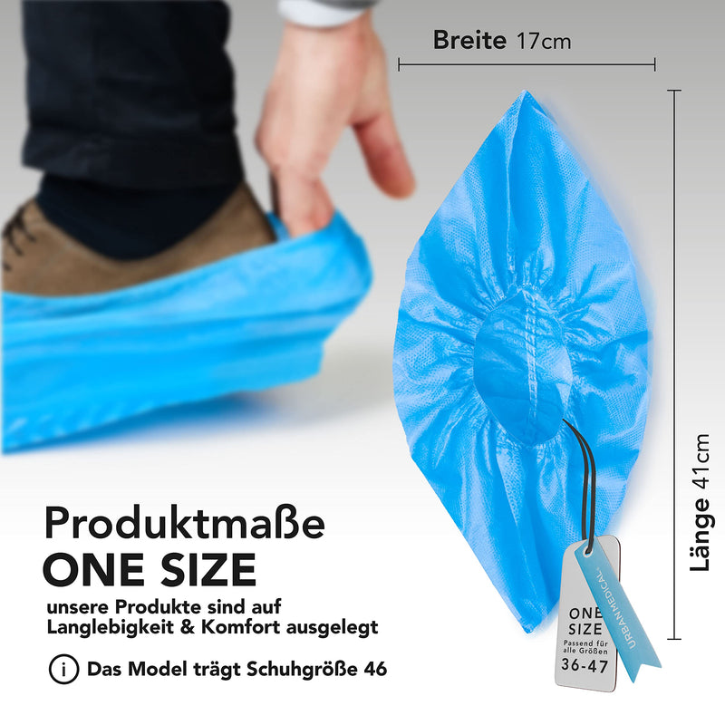 URBAN MEDICAL 100 x Breathable 6 g Disposable / Reusable Shoe Covers with Non-Slip Sole - Safe Step - Tear-Resistant and Puncture Proof - Overshoes for Indoor and Outdoor Use - One Size