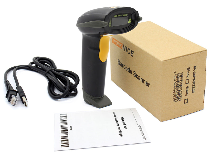 [AUSTRALIA] - WoneNice USB Laser Barcode Scanner Wired Handheld Bar Code Scanner Reader Black 