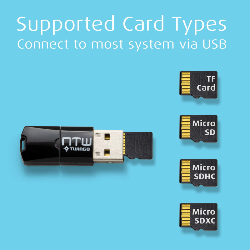 NTW Twingo: Micro SD Card Reader/ Memory Card Reader/ USB 2.0 Adapter/ Micro USB OTG/ Portable Micro SD Card Reader for Android Phone/MacBook/ PC/ Tablets - 2 Pack