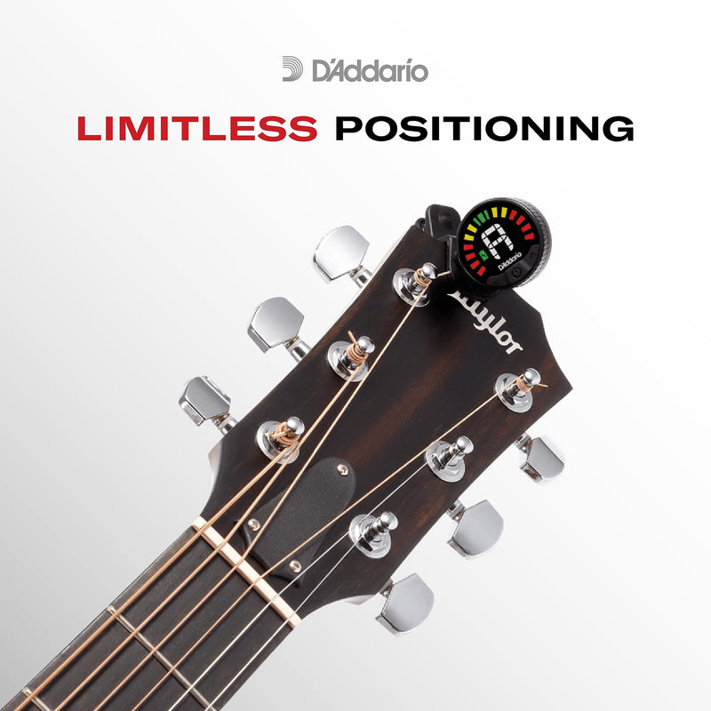 D'Addario Nexxus 360 Rechargeable Violin Tuner - Clip On Tuner for Violin - Auto Powers Off - Adjustable Full Color LED Screen