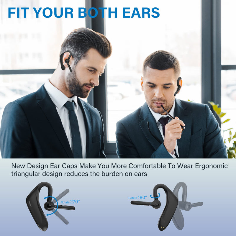 Bluetooth Headset, Dual Microphone Wireless Headset with USB Dongle for Computer, 45H Talking Time Compatible to Connect to Your PC Mac Works with MS Teams, Zoom