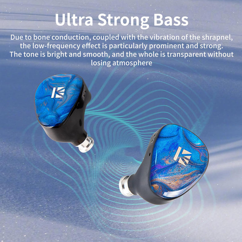 KBEAR KB02 in Ear Monitor Headphones Wired Earbuds HiFi IEM with 2PIN IEM Cable in Ears Earphones Gaming Earphones for Musicians Singers Audiophiles Guitarist Blue without Mic